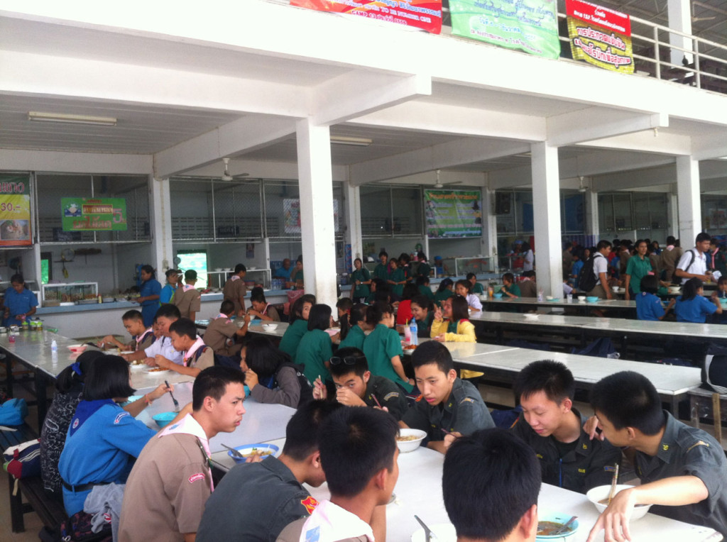 Kantine- Etwa 25 kleine Küchen mit verschiedenen Gerichten und Getränken für under 30 Baht
