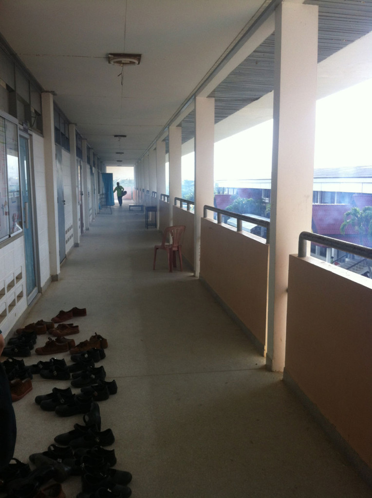 Auf unserem Gang wird "anti moskito gift" gesprüht