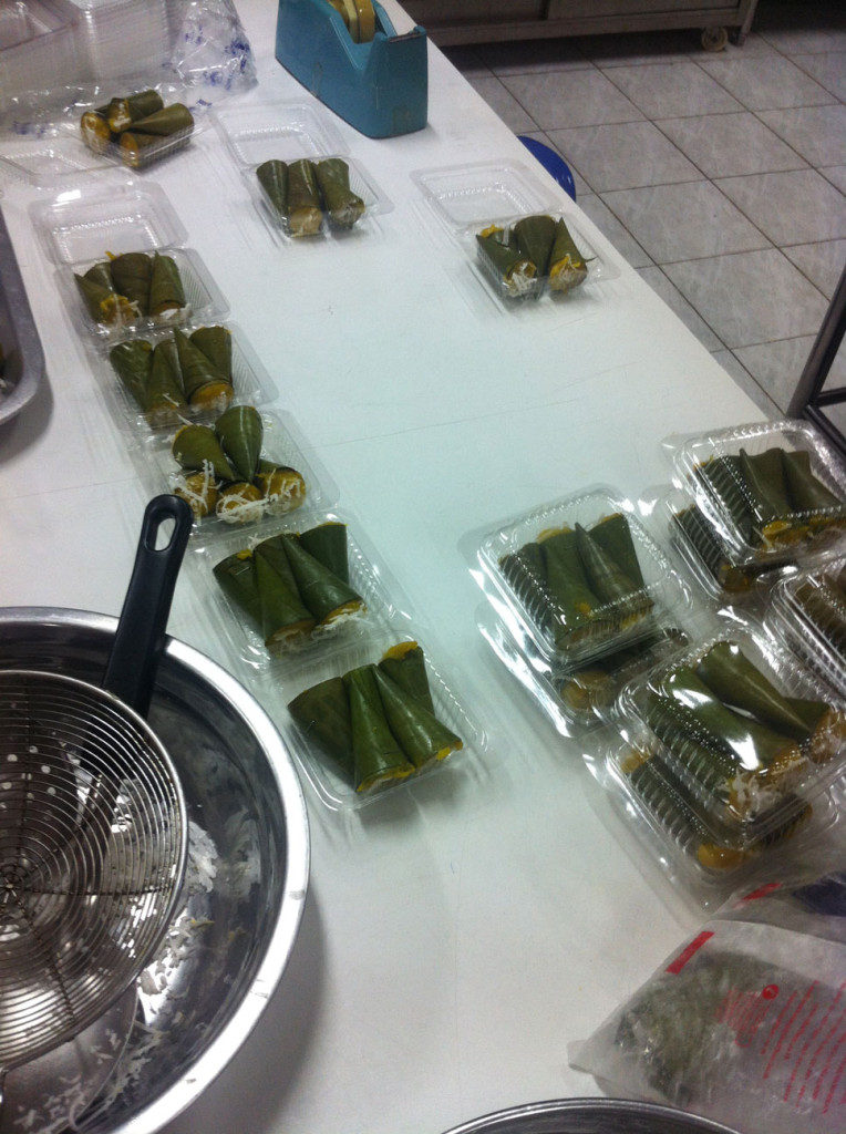 Kürbis-Kokos Creme im Bananenblatt